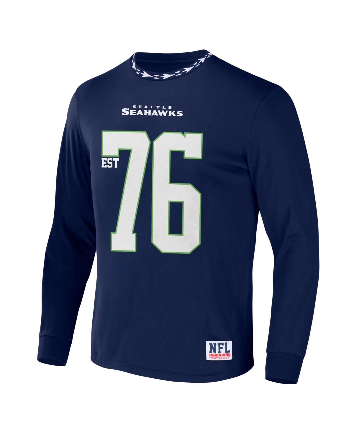 Shop Nfl Properties Men's Nfl X Staple Navy Seattle Seahawks Core Long Sleeve Jersey Style T-shirt