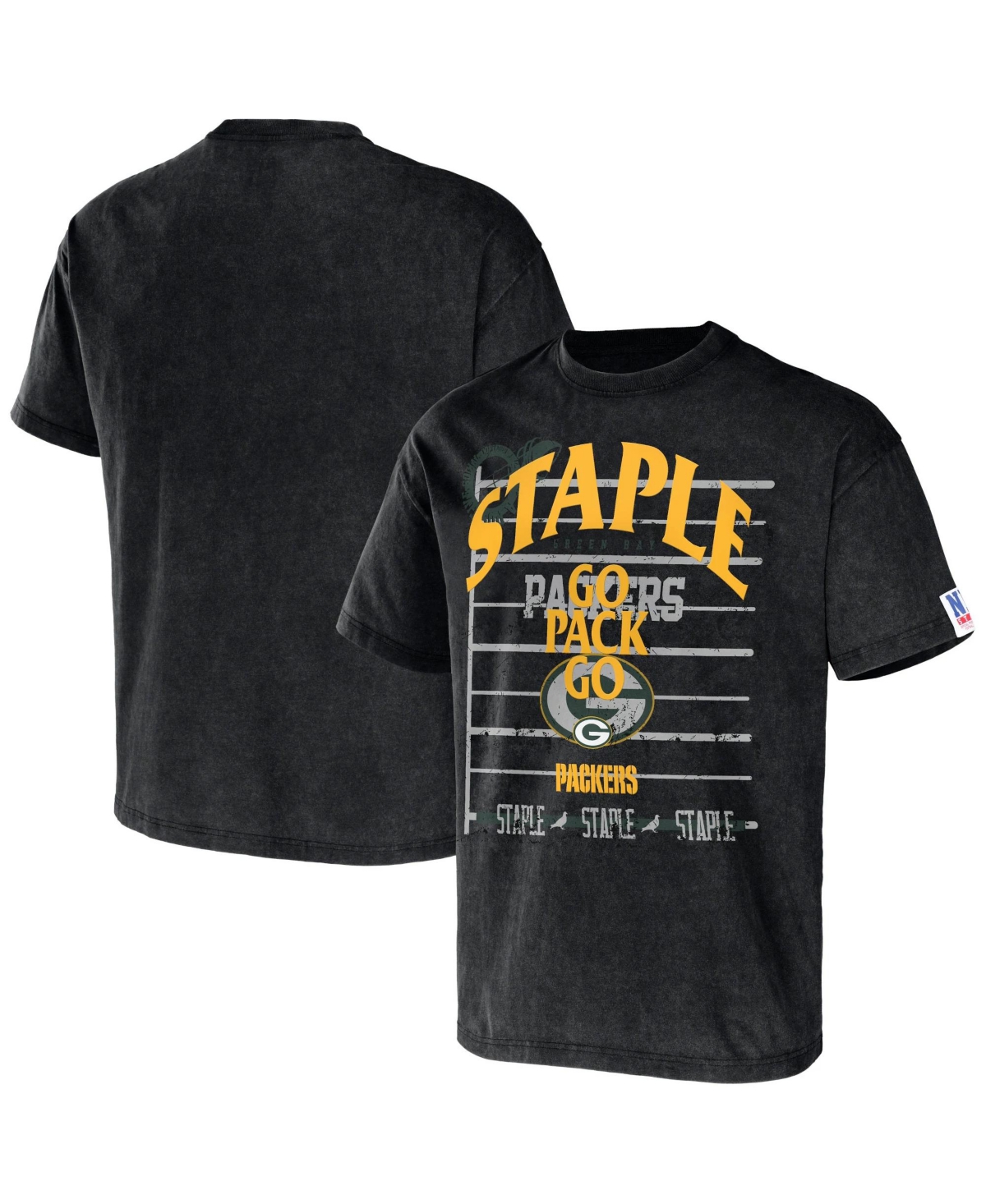 Men's Nfl X Staple Black Green Bay Packers Gridiron Short Sleeve T-shirt - Black