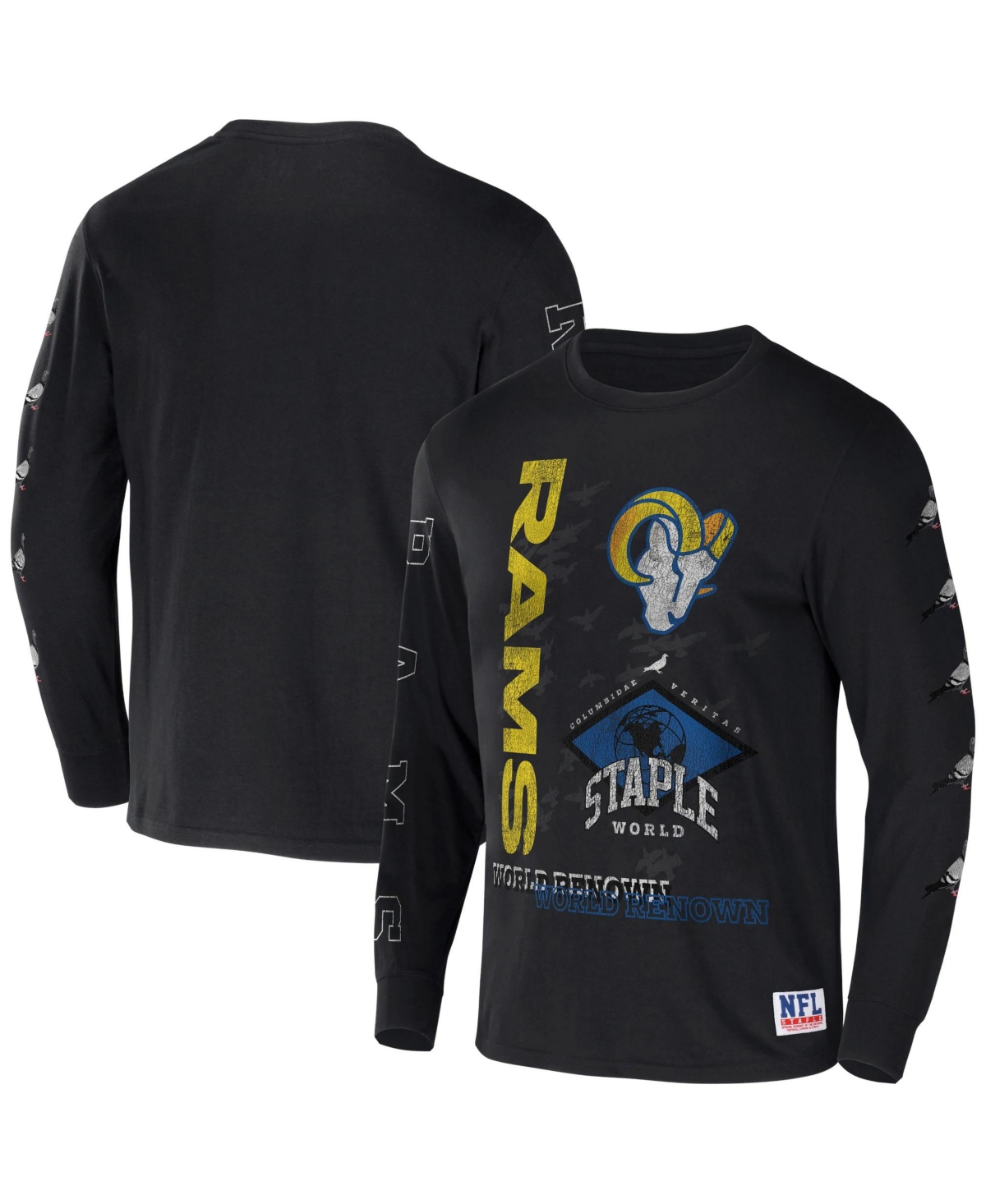 Nfl Properties Men's Nfl X Staple Black Los Angeles Rams World Renowned  Long Sleeve T-shirt