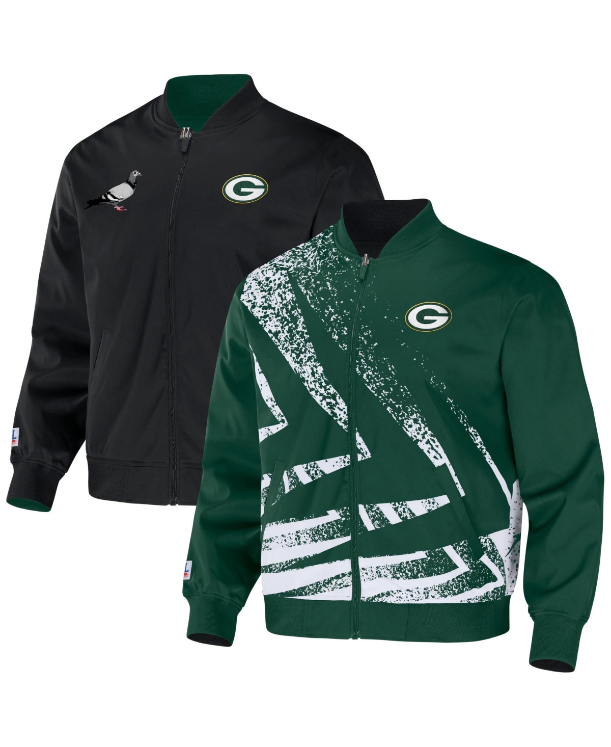 Nfl Properties Men's Nfl X Staple Hunter Green Green Bay Packers Embroidered Reversable Nylon Jacket