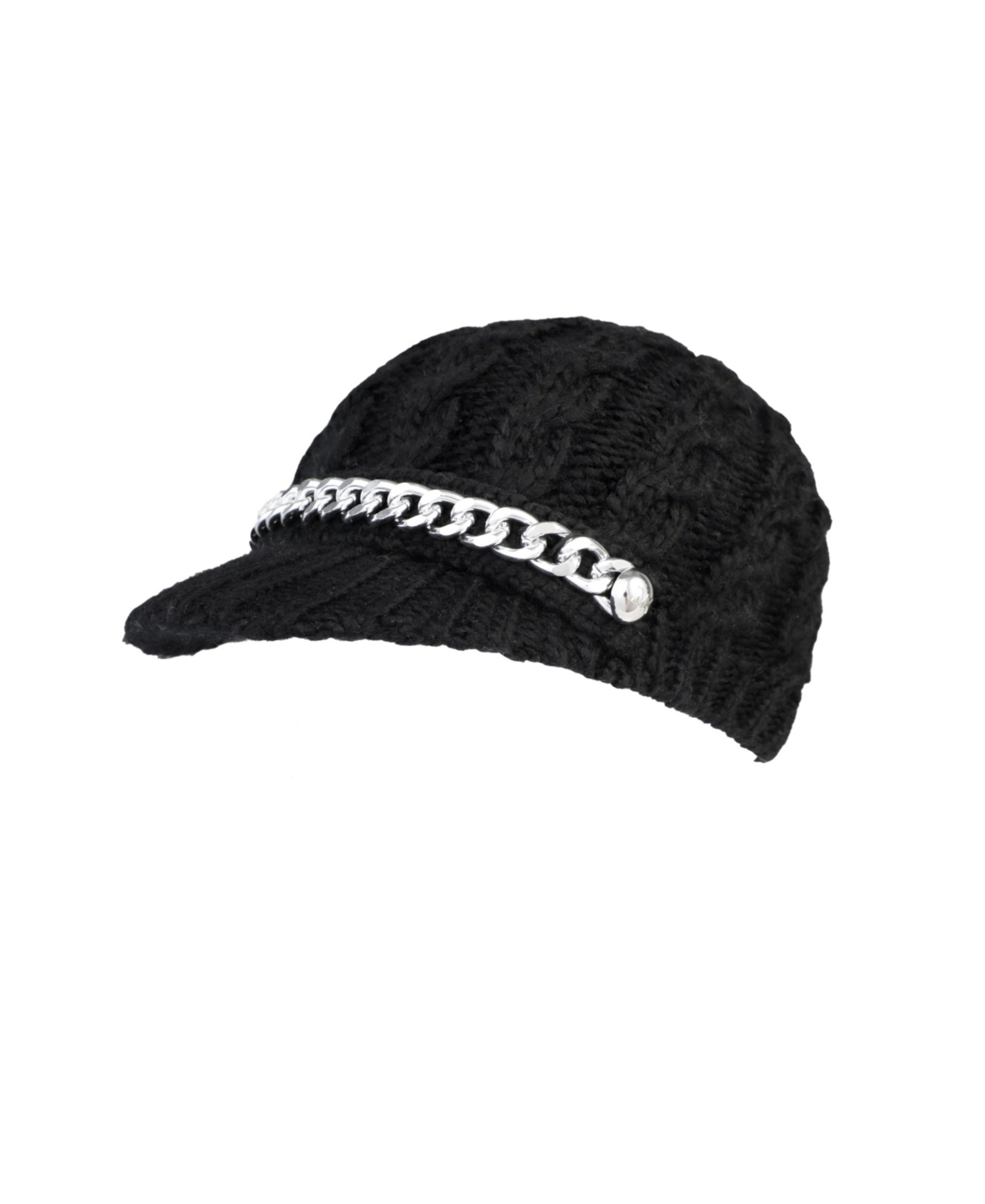 Michael Kors Michael  Women's Button Chain Moving Cables Peak Hat In Black