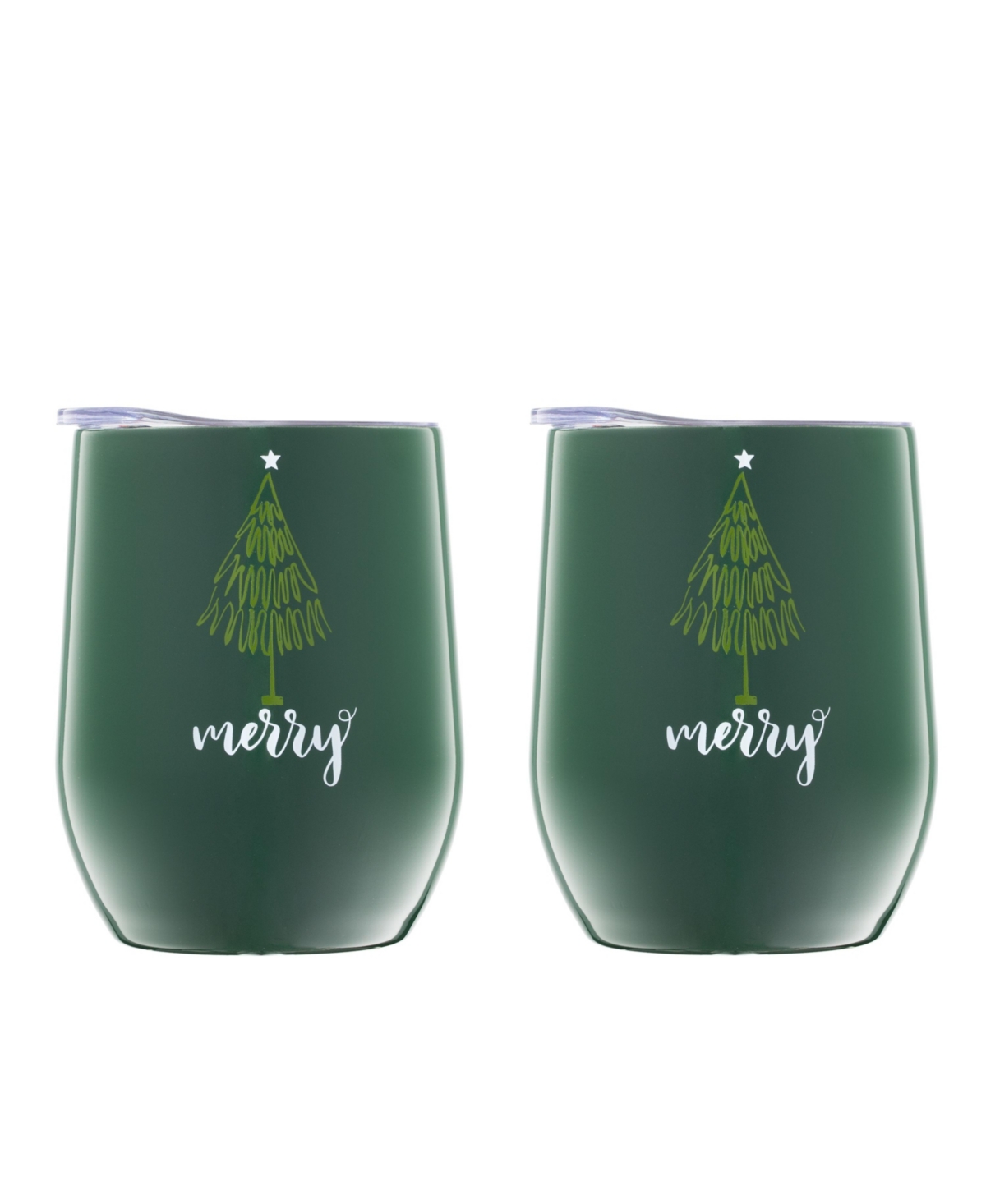 Cambridge Insulated Merry Wine Tumblers, Set Of 2 In Green