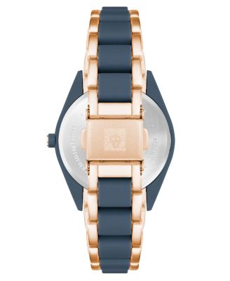 Women's Three-Hand Quartz Rose Gold-Tone and Blue Solar Oceanwork Plastic Bracelet Watch, 38.5mm