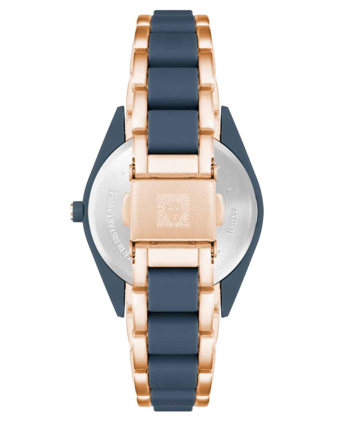 Anne Klein Women's Three-Hand Quartz Rose Gold-Tone and Blue Solar Oceanwork Plastic Bracelet Watch, 38.5mm - Rose Gold-Tone, Navy