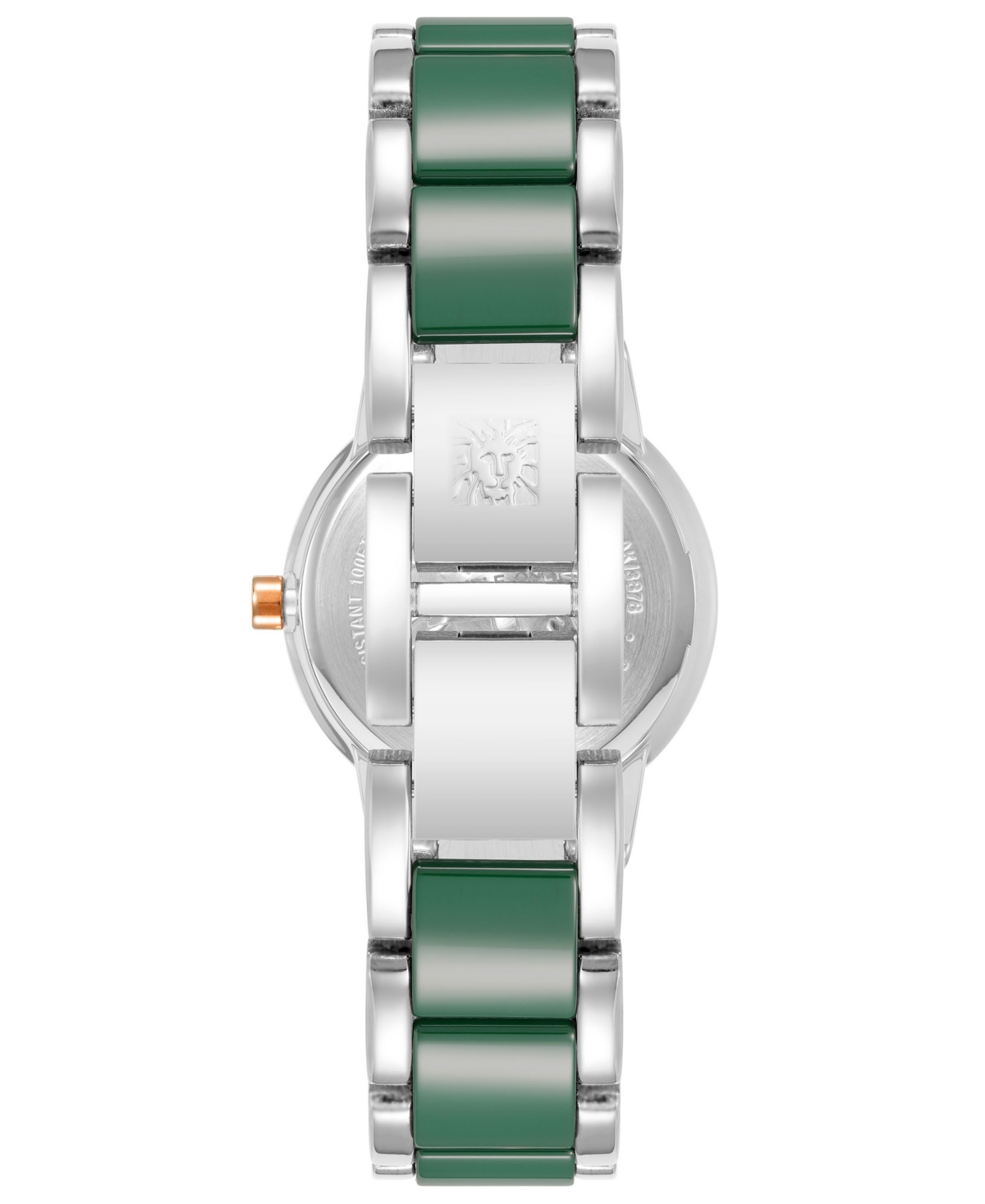 Anne Klein Women's Three-Hand Quartz Silver-Tone Alloy with Green Ceramic Bracelet Watch, 32mm - Silver-Tone, Green