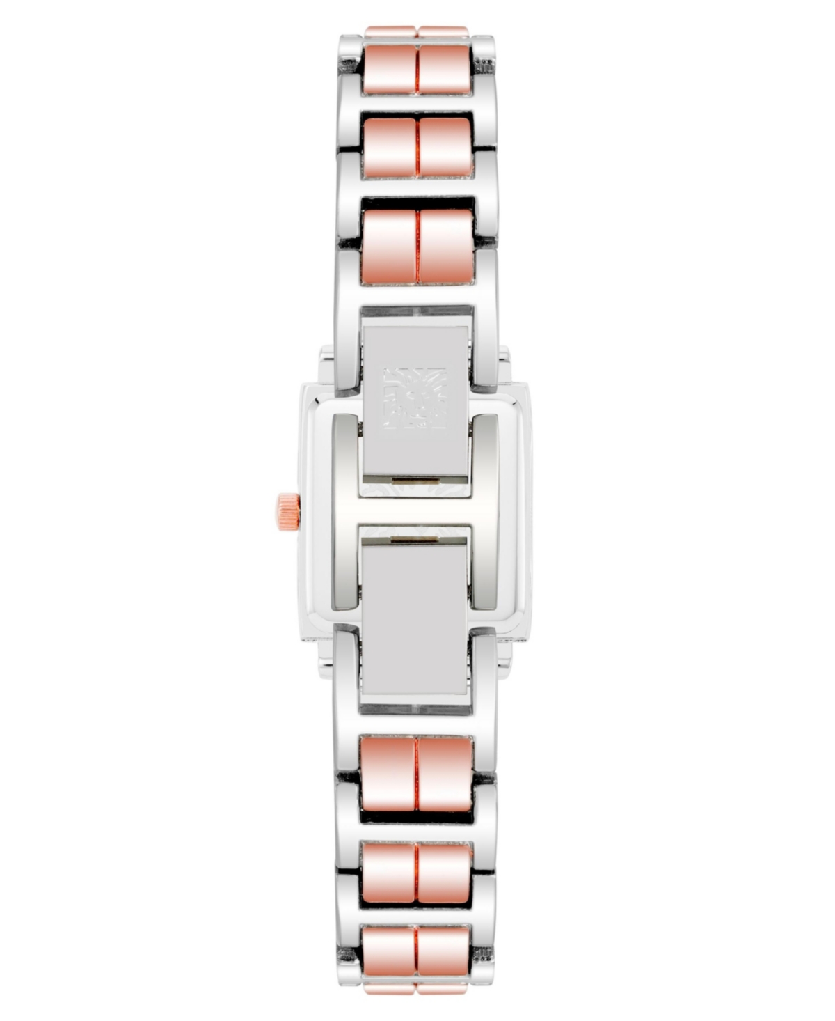 Anne Klein Women's Three-Hand Quartz Square Rose Gold-Tone and Silver-Tone Alloy Bracelet Watch, 21mm - Silver-Tone, Rose Gold-Tone