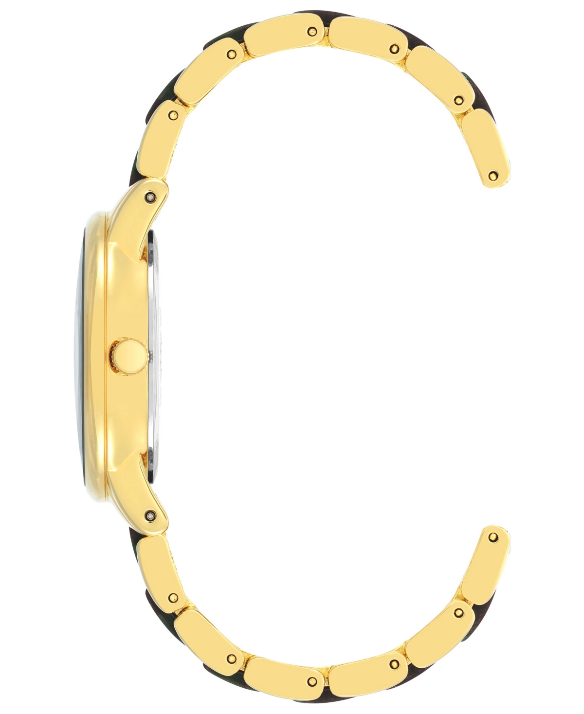 Anne Klein Women's Three-Hand Quartz Gold-Tone Alloy with Gray and Brown Resin Bracelet Watch, 32mm - Gold-Tone, Gray, Brown