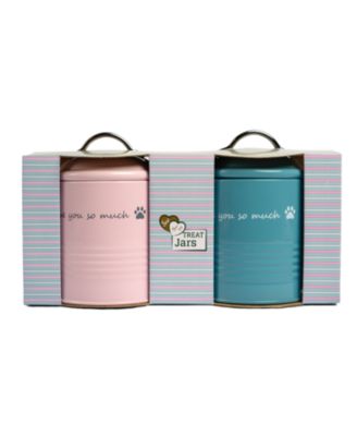 "I Love You So Much" Dog Treat Canister Gift Set – Airtight & Stylish Storage, Durable, Non-Toxic Material (Pink and Blue)