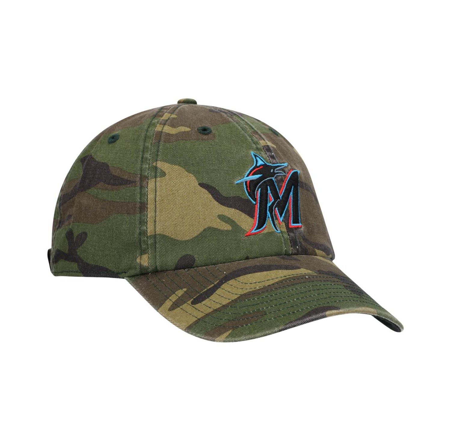 Men's '47 Camo Miami Marlins Team Clean Up Adjustable Hat