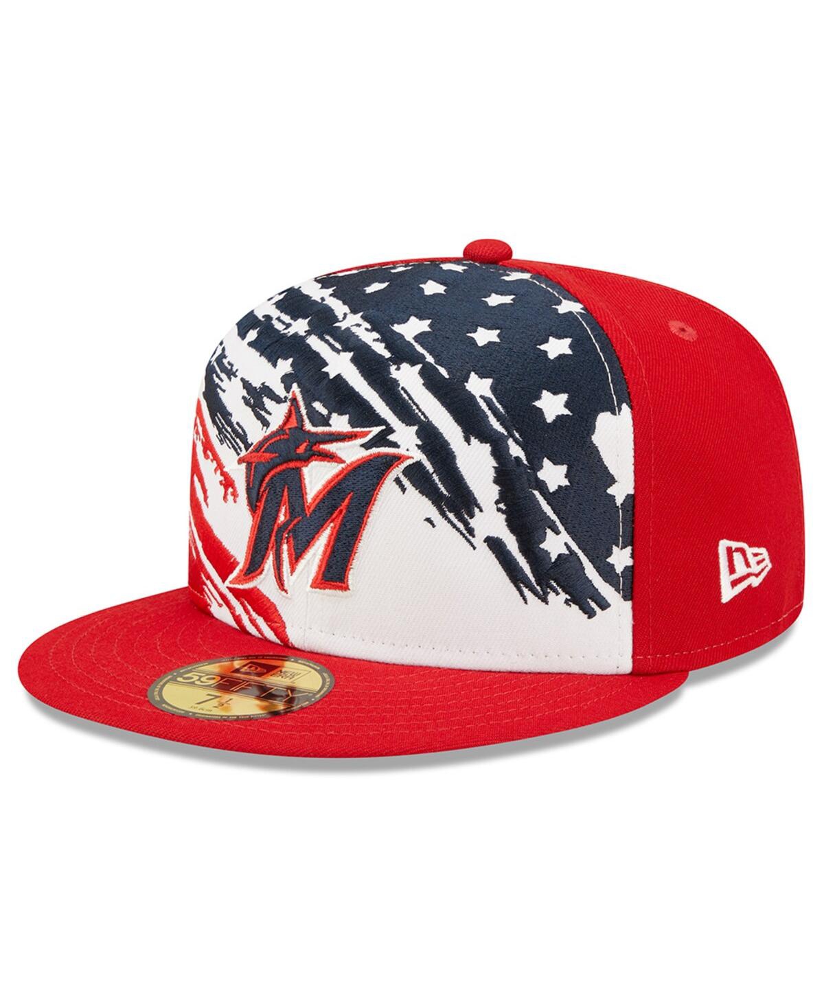 Men's New EraMiami Marlins 2022 4th of July On-Field 59FIFTY Fitted Hat - Red