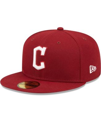 New Era Men's Cardinal Cleveland Guardians Logo White 59FIFTY Fitted ...