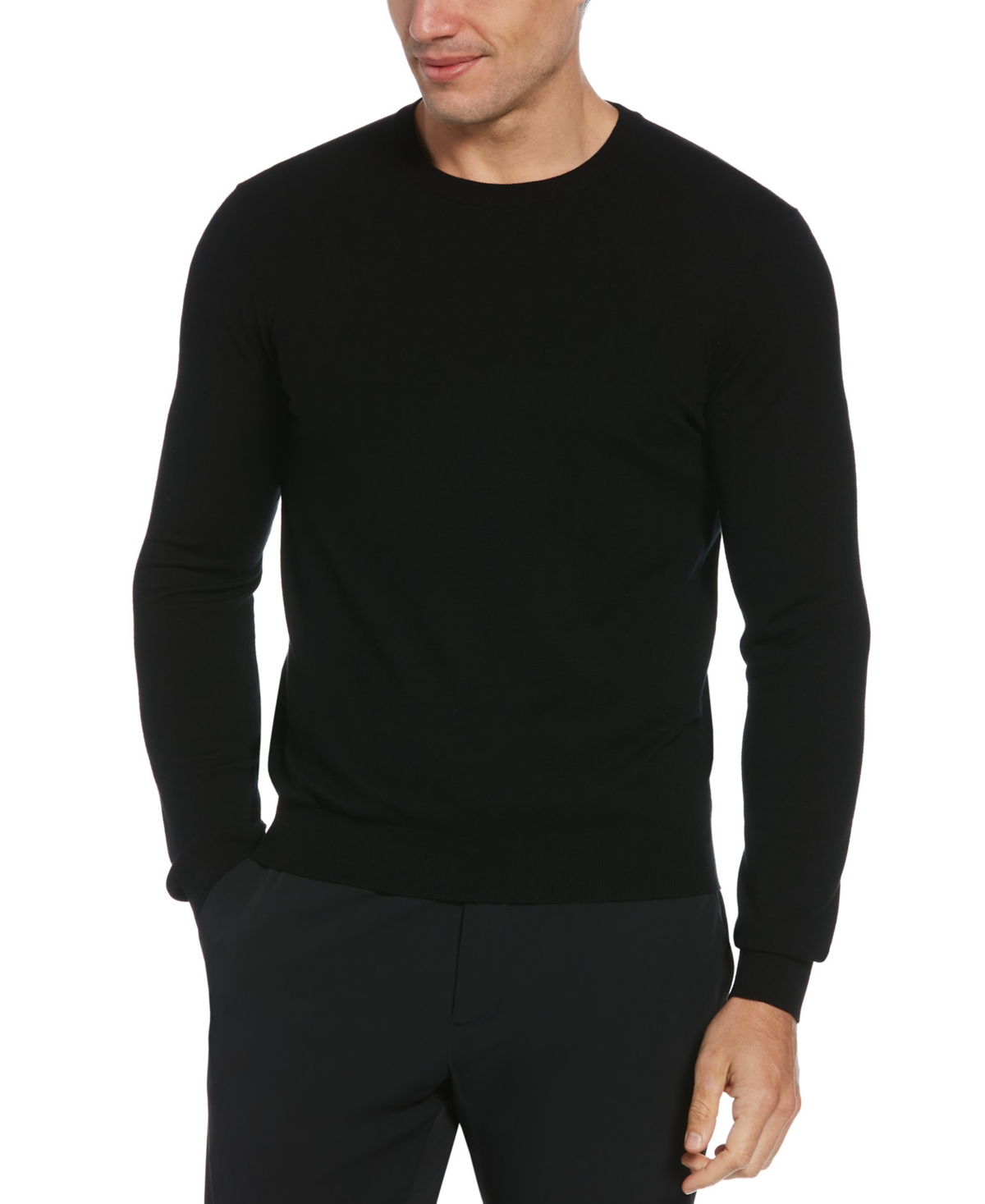 Perry Ellis Men's Tech Knit Pullover Sweater In Black