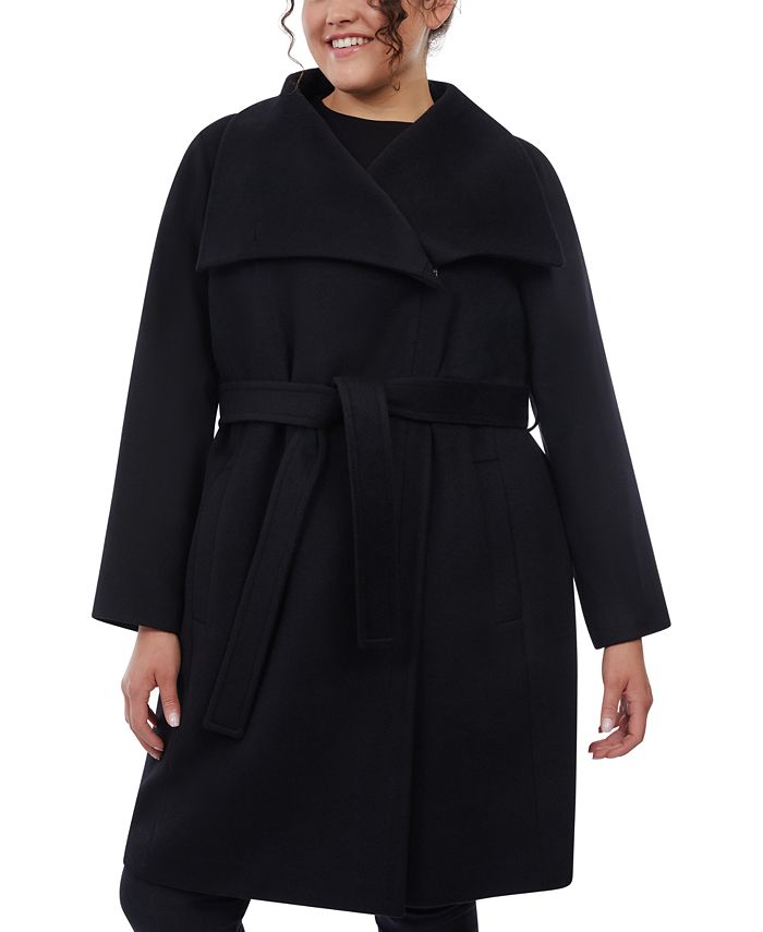 Michael Kors Plus Size Asymmetric Belted Wrap Coat, Created for Macy's ...