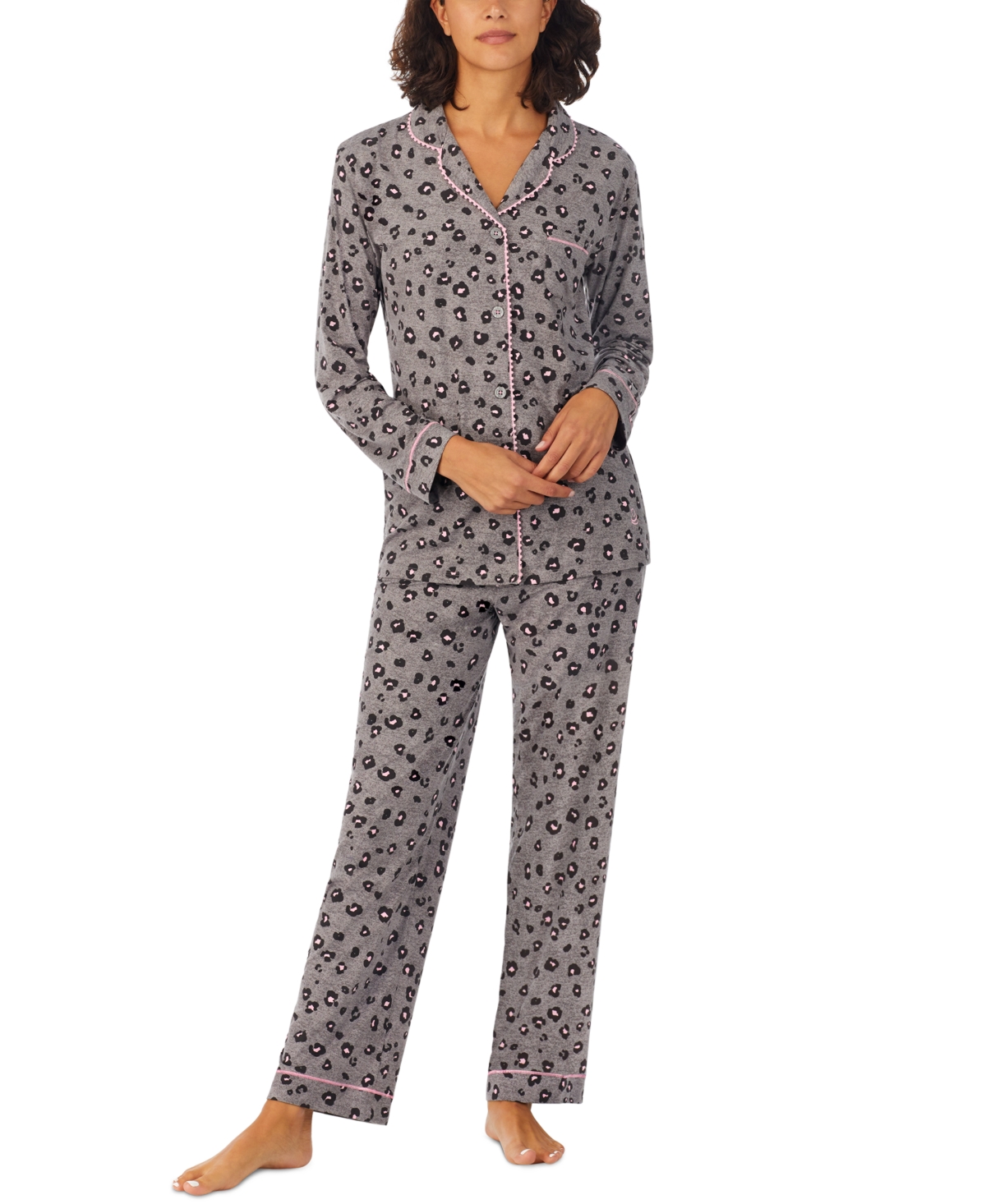 Cuddl Duds Women's Ultra-Soft Printed Notch-Collar Pajama Set