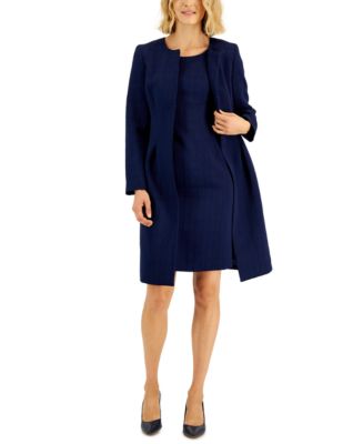 Women's Jacquard Long Jacket & Sheath Dress, Regular and Petite Sizes