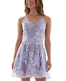 Juniors' Embroidered Fit & Flare Dress