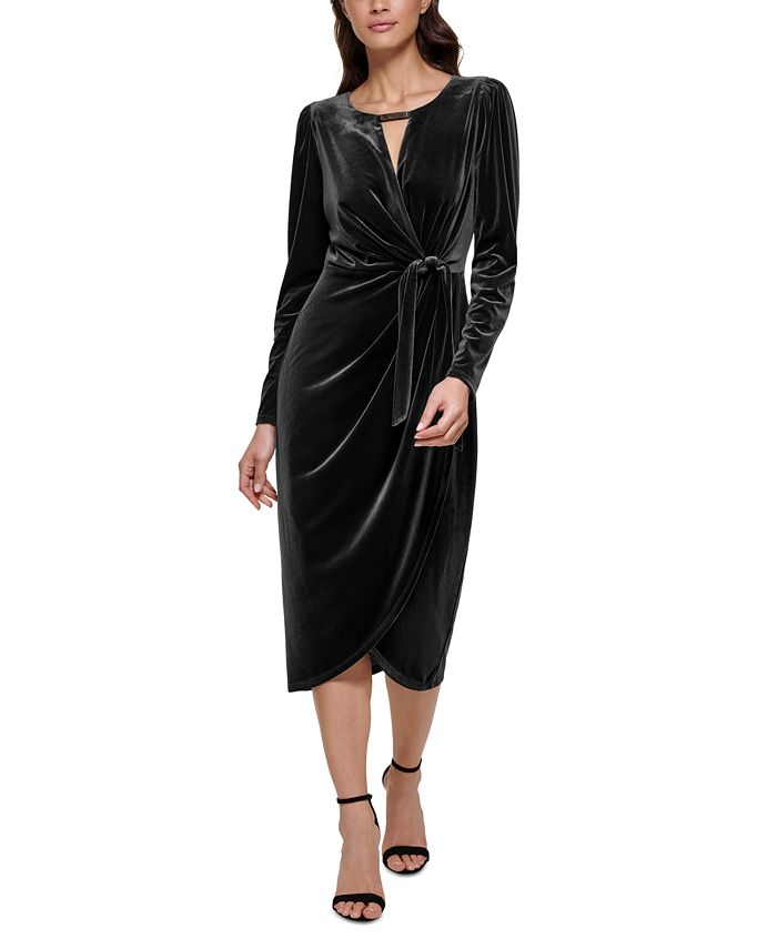 Macy's black velvet dress clearance