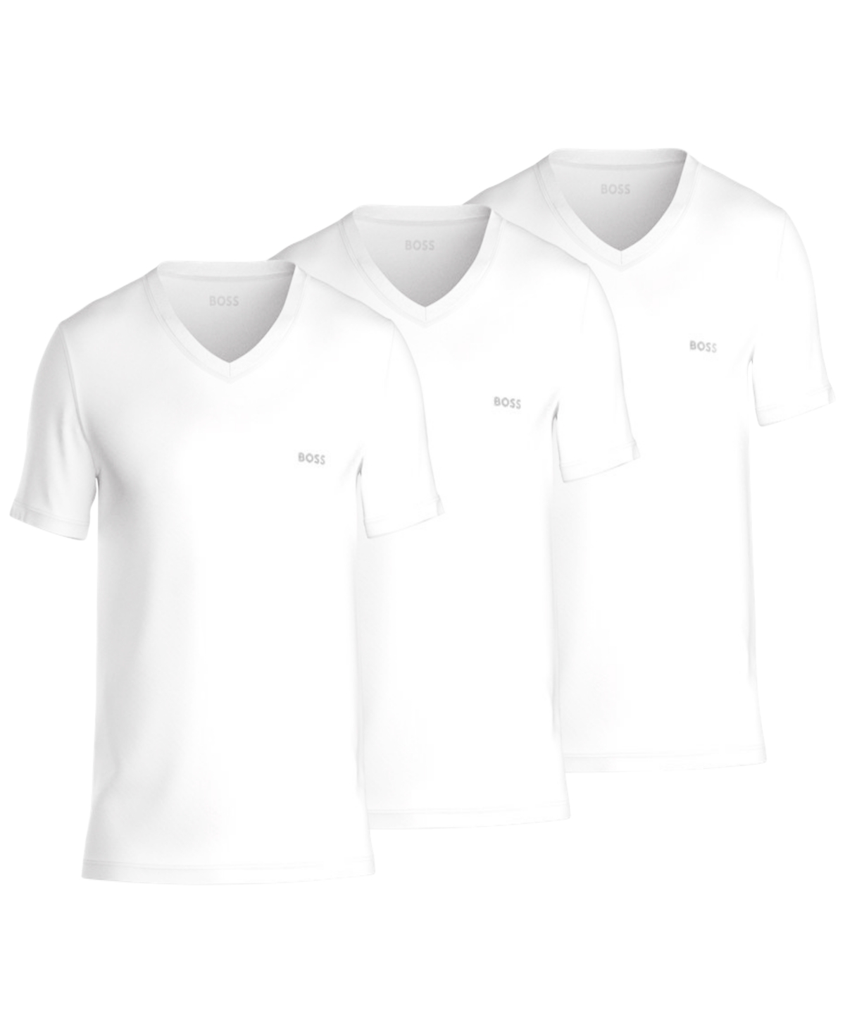 Hugo Boss Boss By  Men's 3-pk. Classic Solid V-neck T-shirts In White