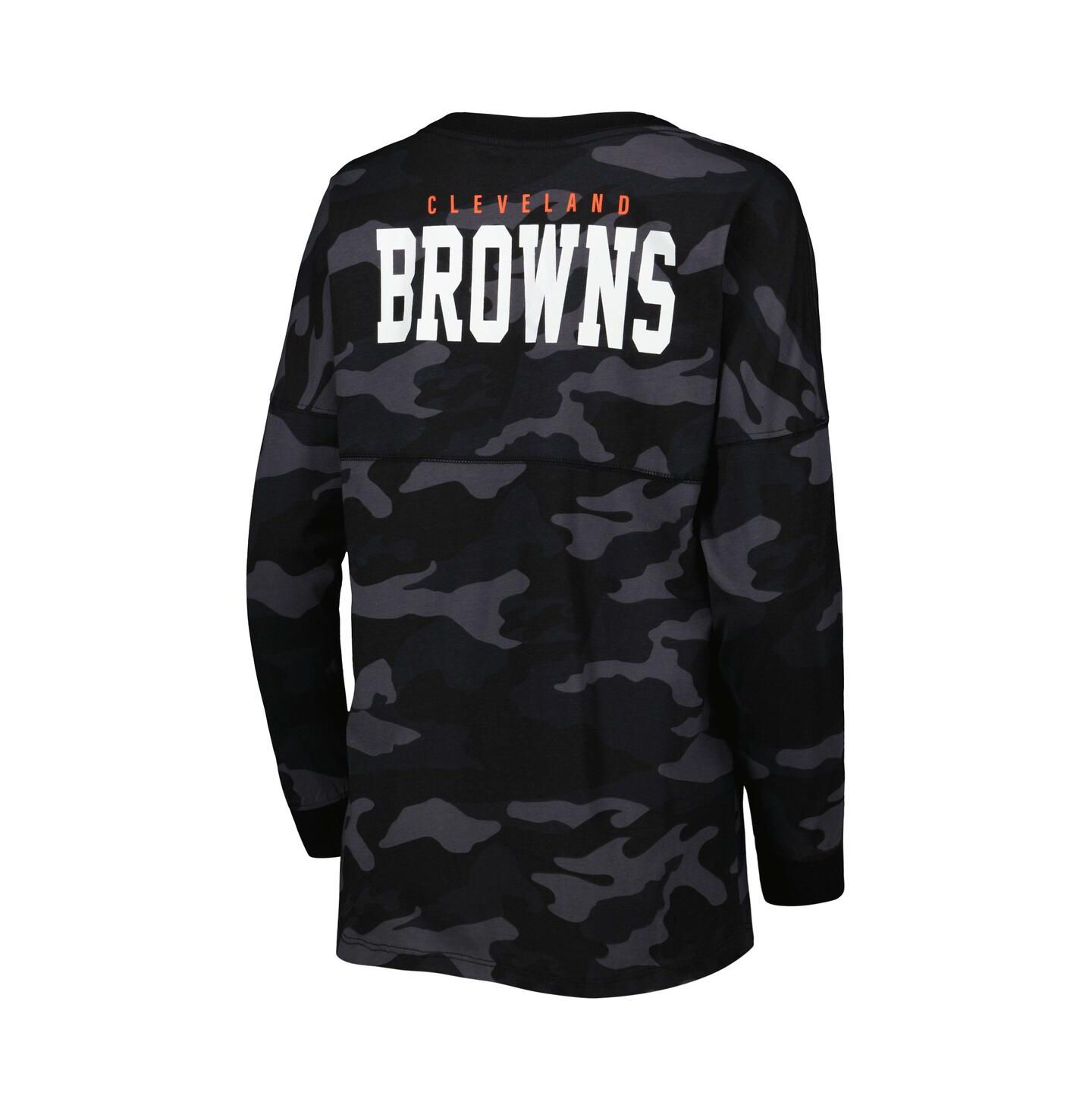 Женская футболка New Era Black Cleveland Browns Camo Long Sleeve — фото 4