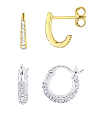 Duo Crystal Hoop Earring, Set of 2