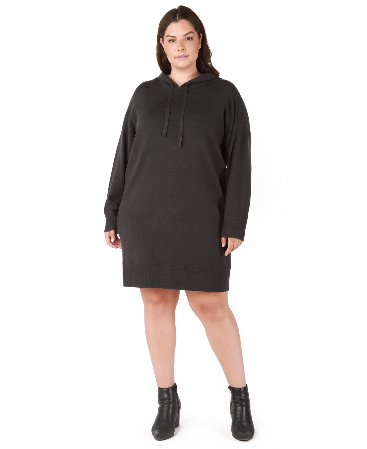 Black Tape Trendy Plus Size Hooded Sweater Dress