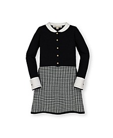 Girls' Button Front Sweater Dress with Collar, Infant