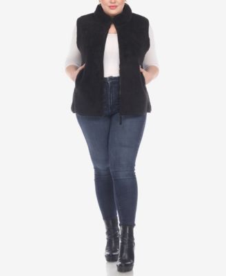 Plus Size Women's Zip Up Sherpa Vest Jacket