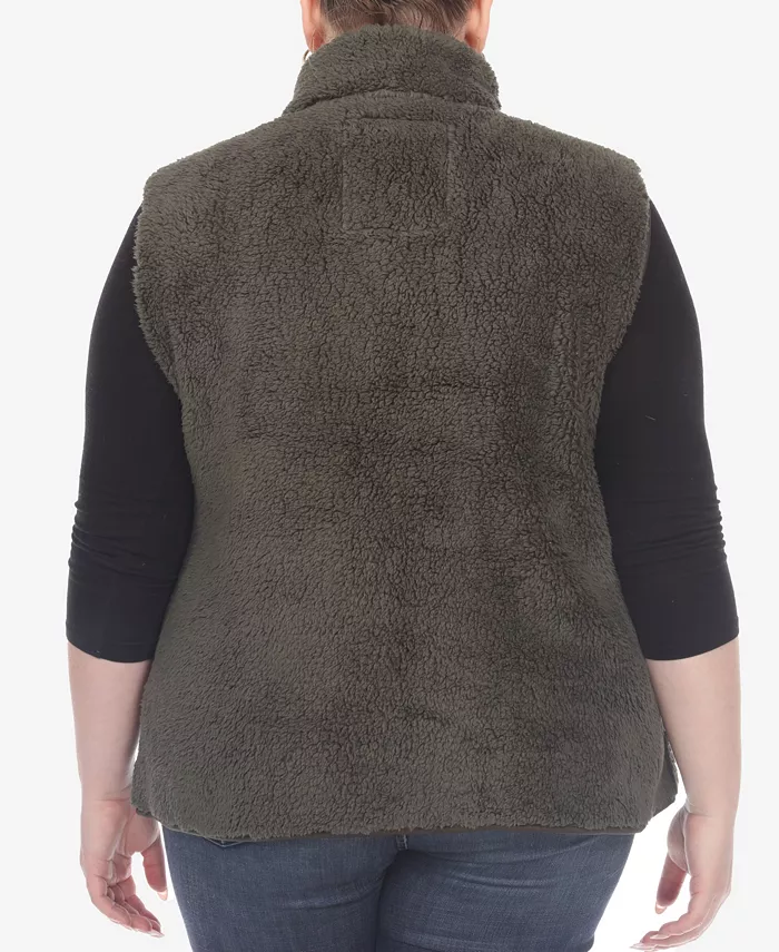Plus Size Women's Zip Up Sherpa Vest Jacket - thumbnail 7