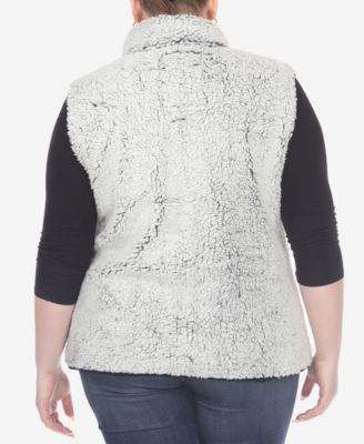 Plus Size Women's Zip Up Sherpa Vest Jacket