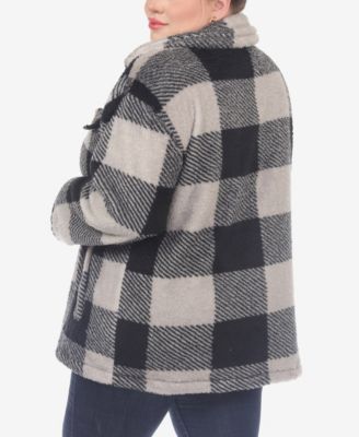 Plus Size Plaid Shacket Jacket