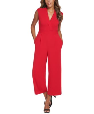 Calvin Klein Sleeveless Surplice Neck Jumpsuit Macy s