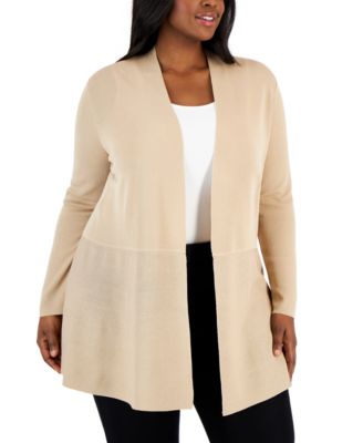 Anne Klein - Plus Size Monteray Long-Sleeve Knit Cardigan Sweater