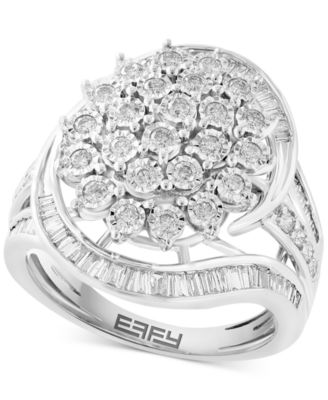 EFFY&reg; Diamond Round & Baguette Cluster Swirl Ring (7/8 ct. t.w.) in 14k Gold