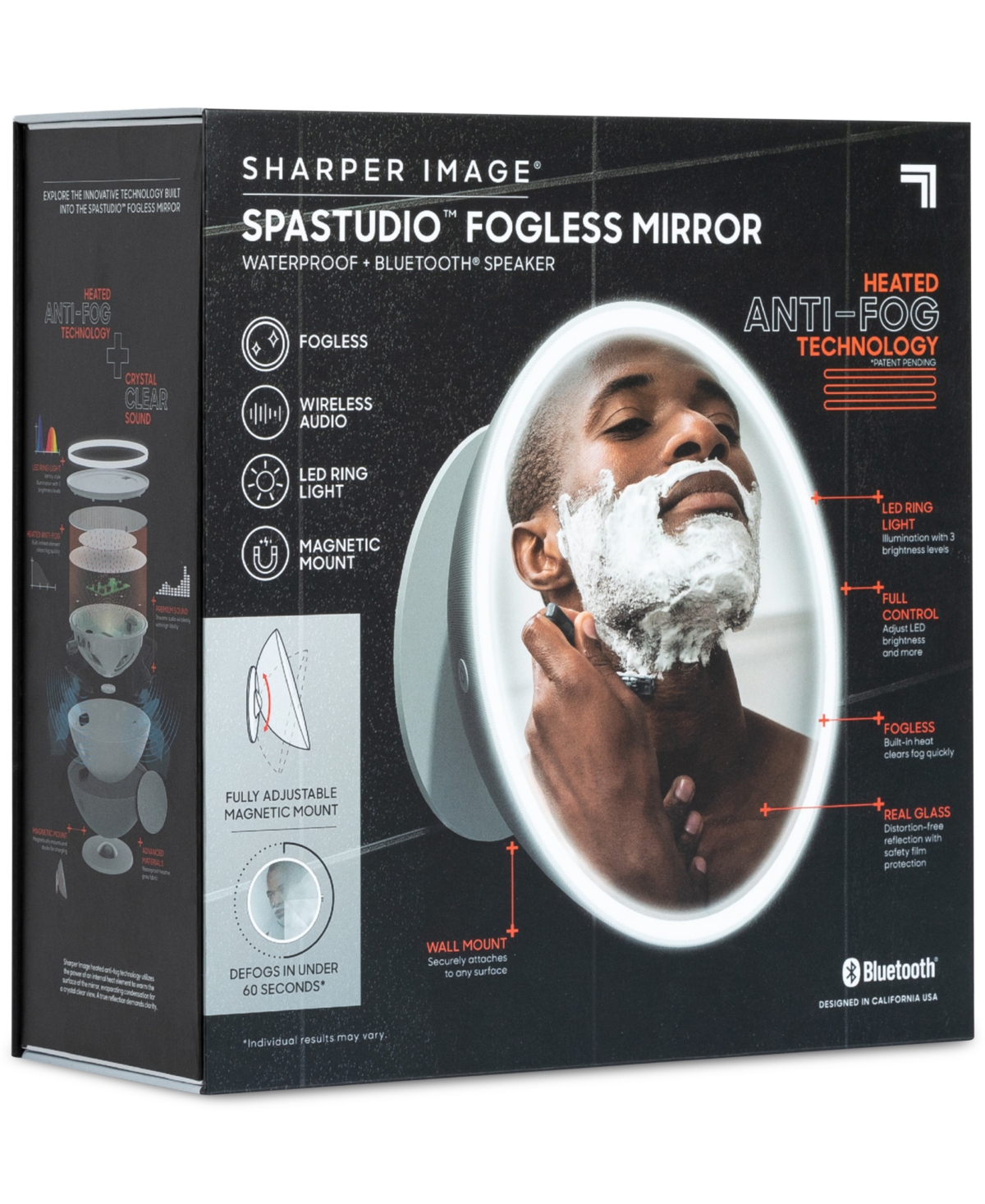Shop Sharper Image Spastudio Waterproof Fogless Shower Mirror & Speaker In White