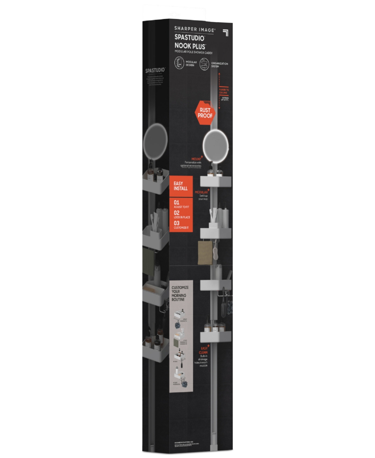 Sharper Image Spastudio Hook Modular Shower Caddy Adjustable 4 Tier Design With Customizable Fit And Storage In White