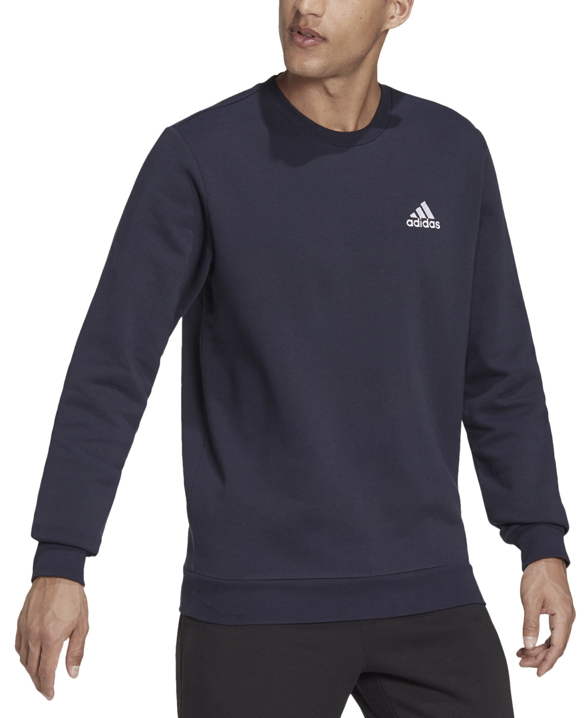Shop Adidas Originals Men's Feel Cozy Essentials Classic-fit Embroidered Logo Fleece Sweatshirt In Leg Ink