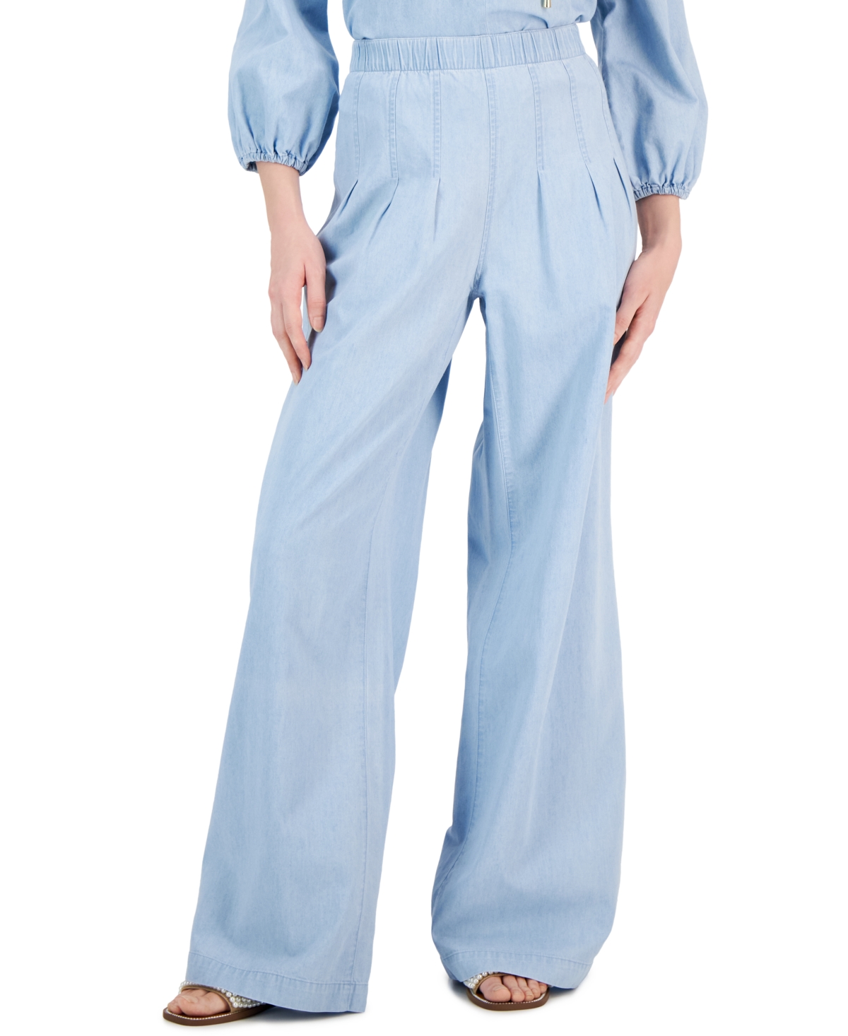 Inc International Concepts Women's Chambray Ultra High-Rise Wide-Leg Pants, Created for Macy's