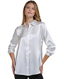 Women's Oversized Satin Button Down Shirt