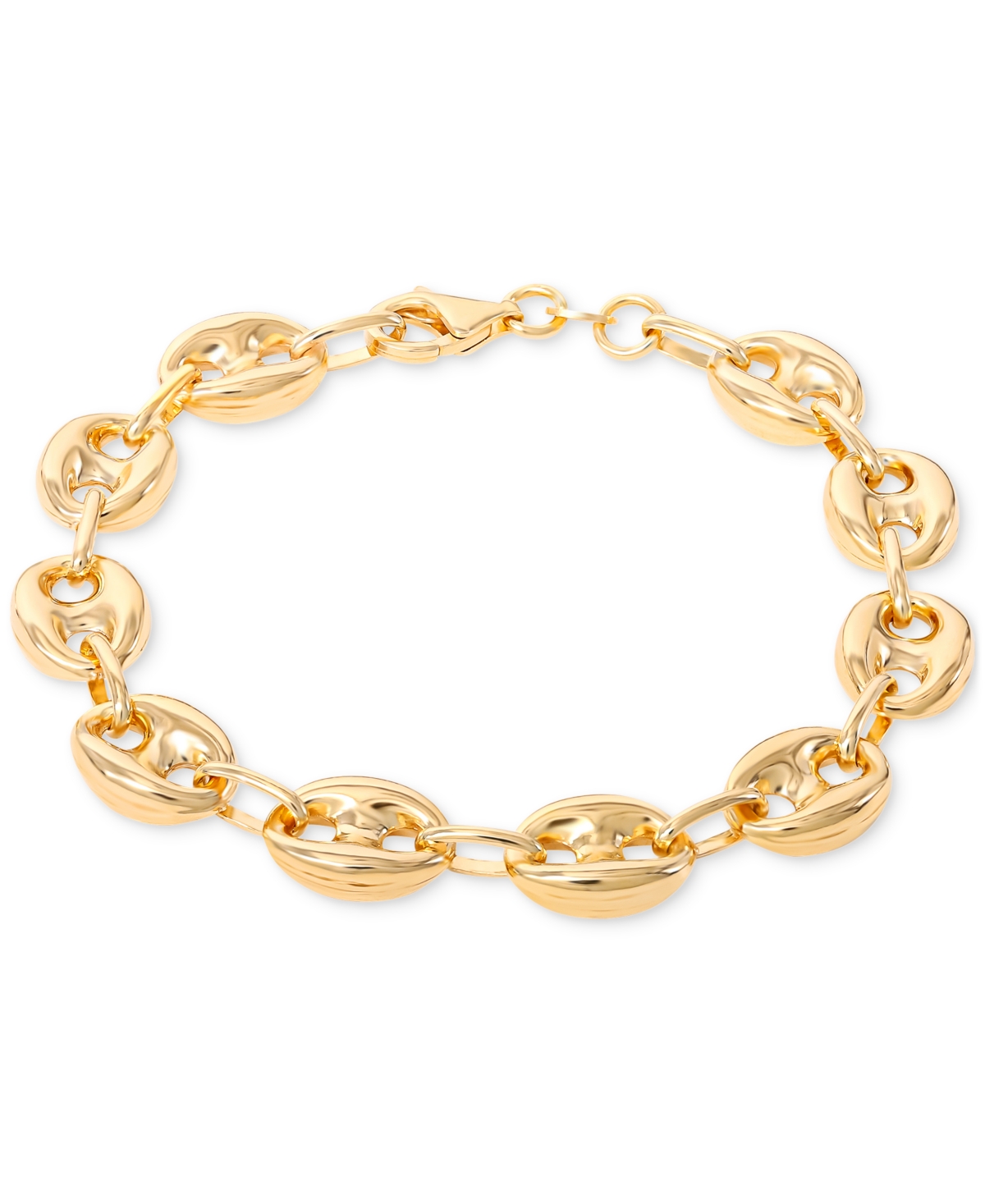 Macy's Mariner Polished Anchor Flexible Link Chain Bracelet In Gold Over Silver