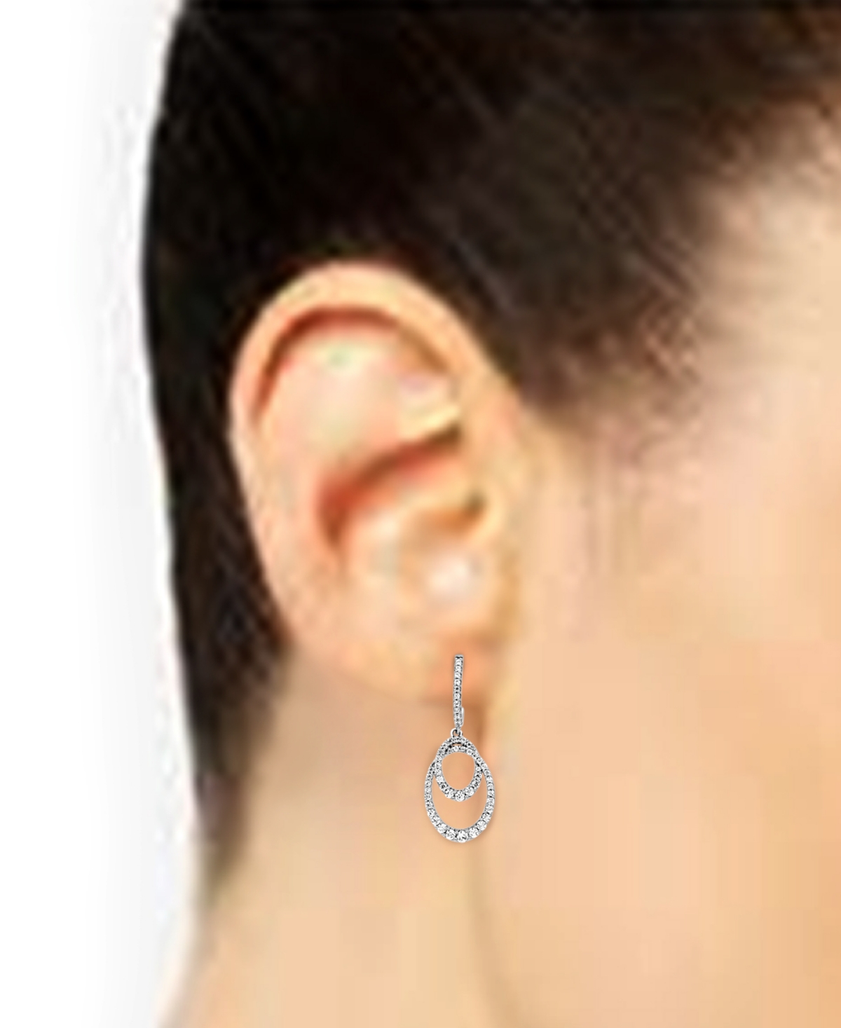 Diamond Interlocking Loop Drop Earrings (1 ct. t.w.) in 10k- White Gold