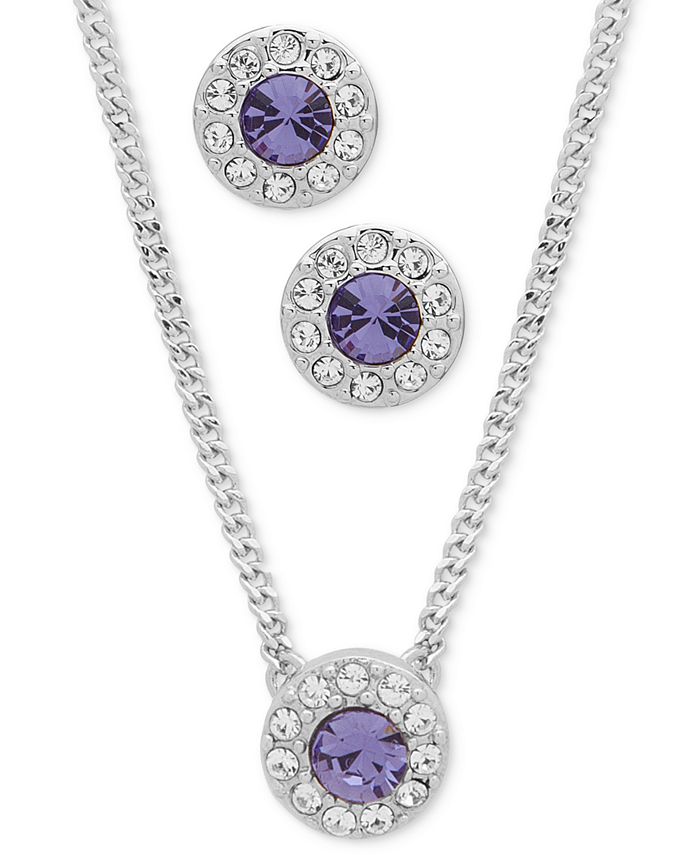 Givenchy Silver-Tone Purple Crystal Pendant Necklace & Earring Set &  Reviews - All Fashion Jewelry - Jewelry & Watches - Macy's