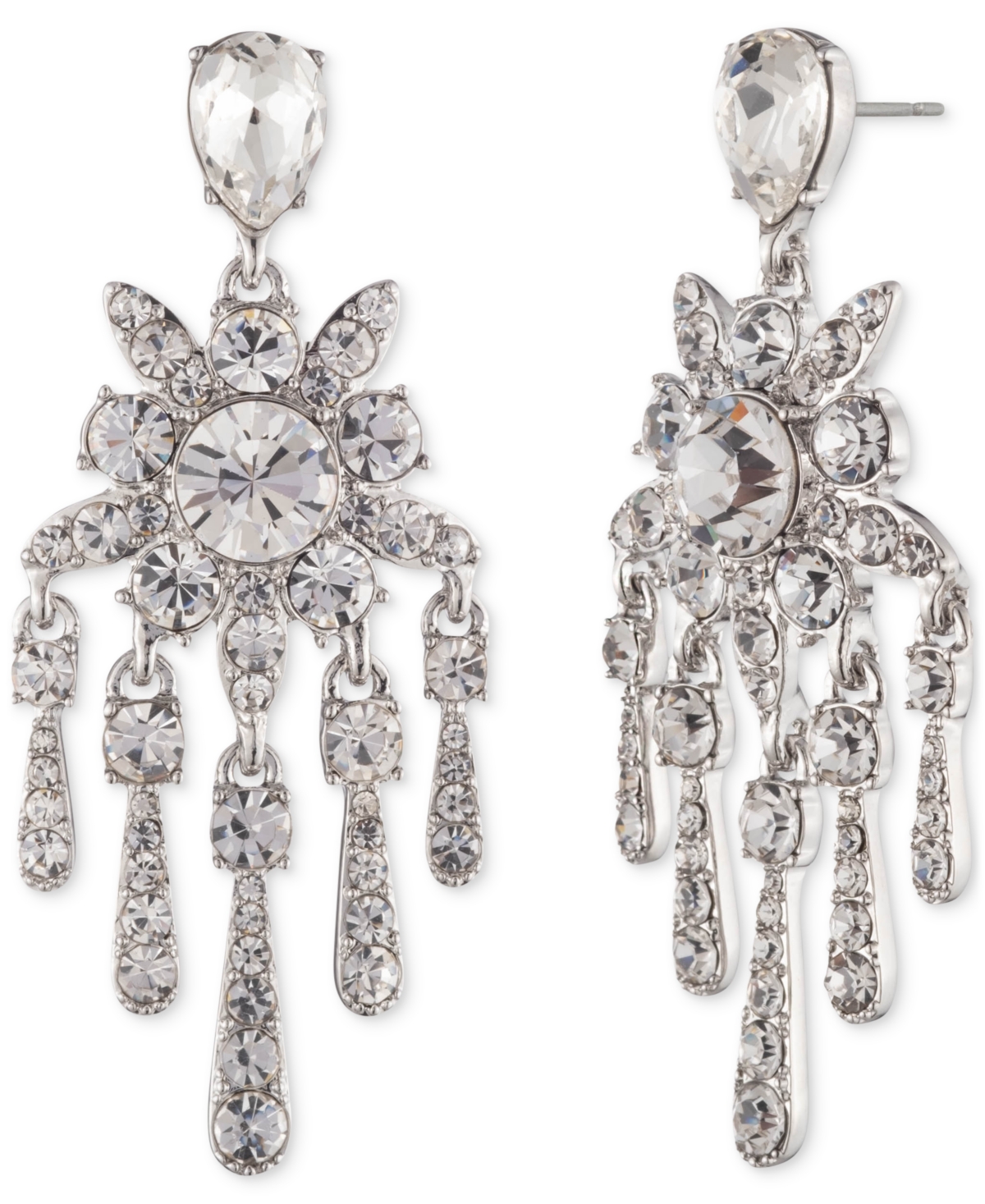 Givenchy Silver Tone Crystal Star Chandelier Earrings Smart Closet