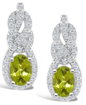 Topaz (3/4 ct. t.w.) Halo Drop Earrings in Sterling Silver