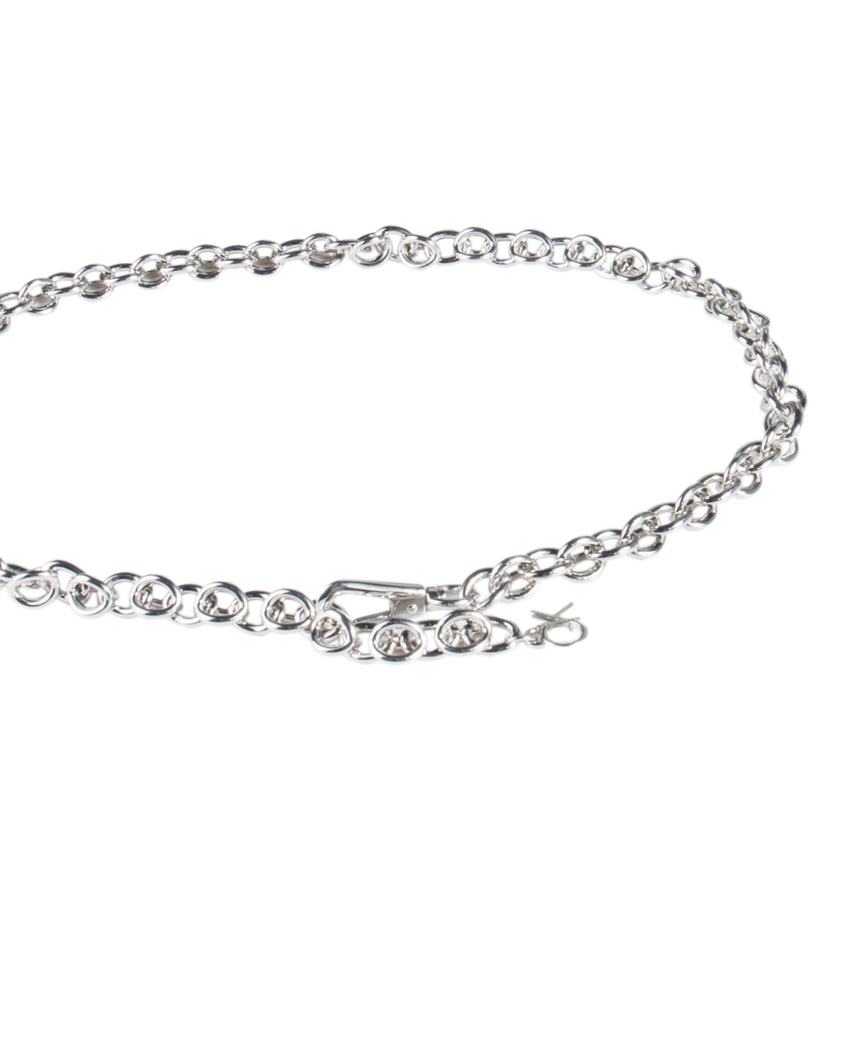 Calvin Klein Women's Silver-tone Chain Belt With Hanging Logo Charm In Silver