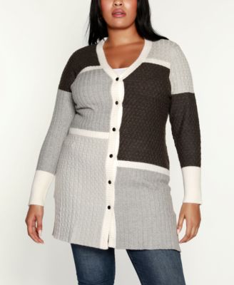 Color Block Cable Duster Sweater 