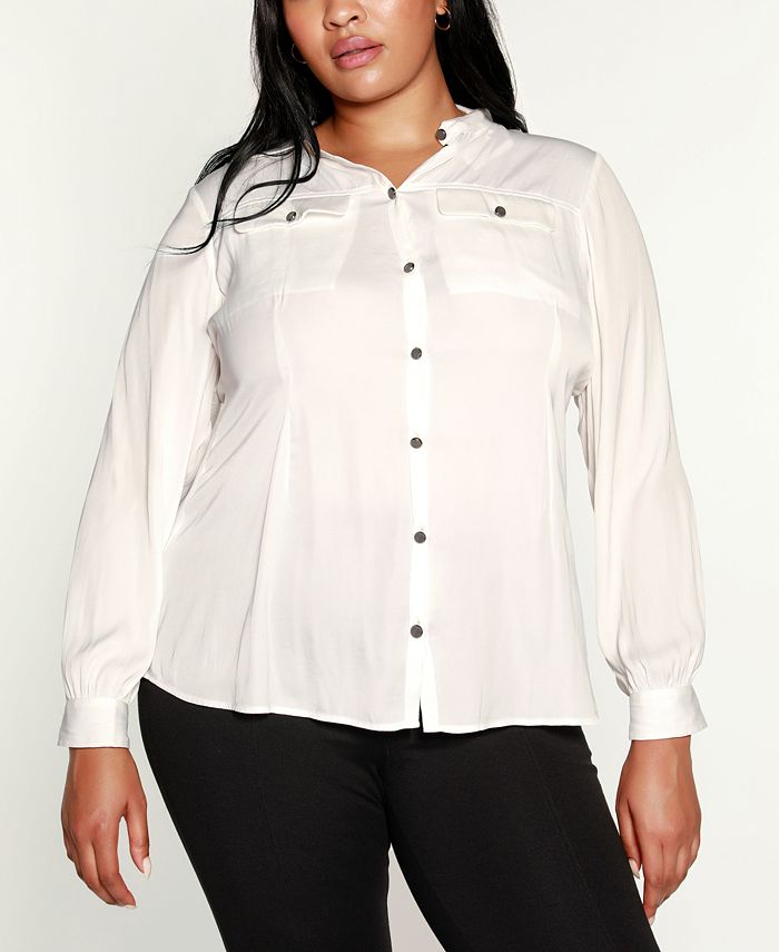 Belldini Black Label Plus Size Long Sleeve Button Front Top Macys 7603