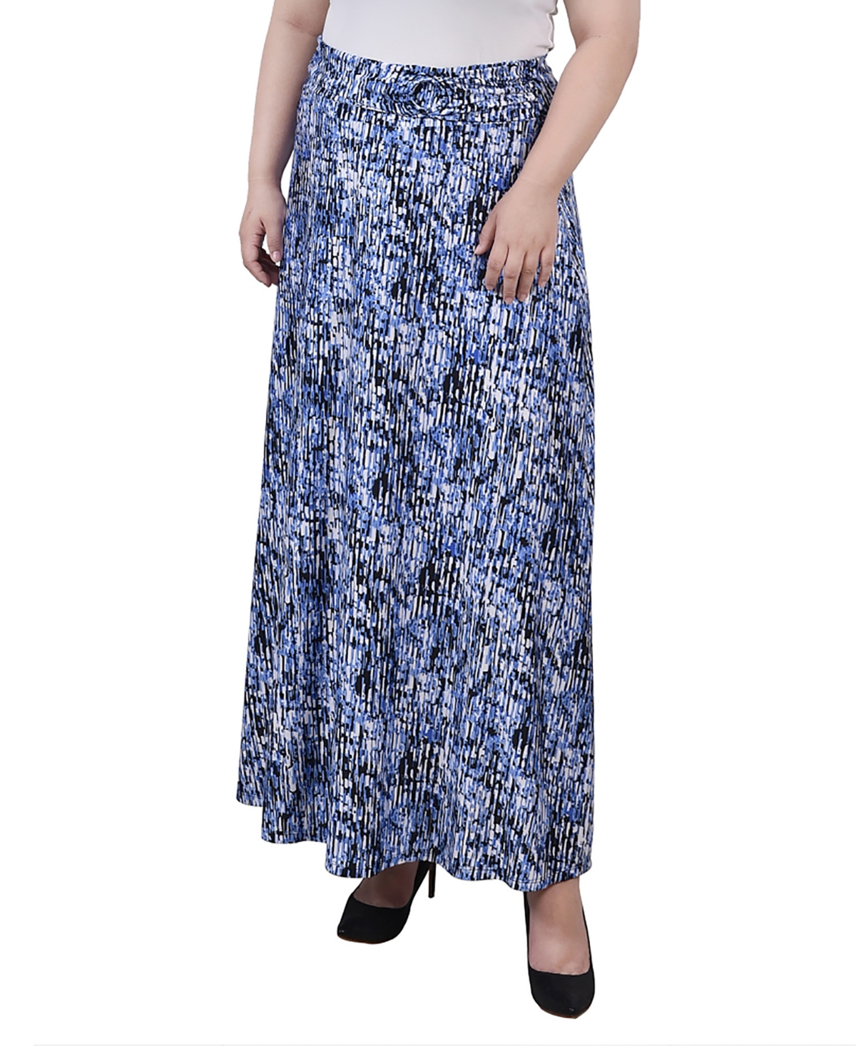 Ny Collection Plus Size Maxi A-Line Skirt with Front Faux Belt