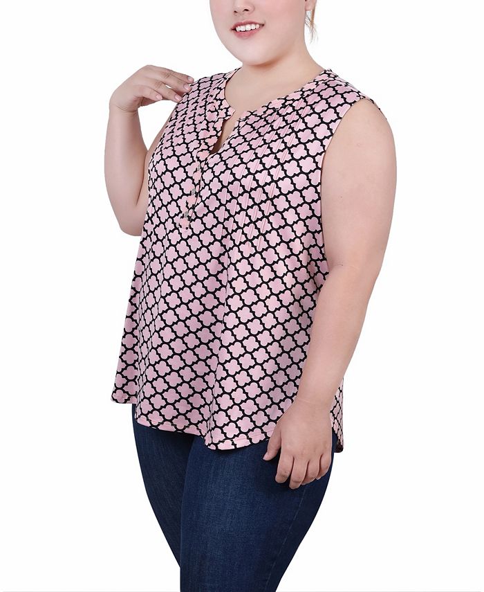 NY Collection Plus Size Sleeveless Knit Y neck Top - Macy's