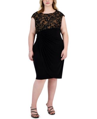 Connected - Plus Size Lace-Bodice Sheath Dress