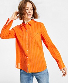 Women's Cotton Striped Roll-Tab Shirt